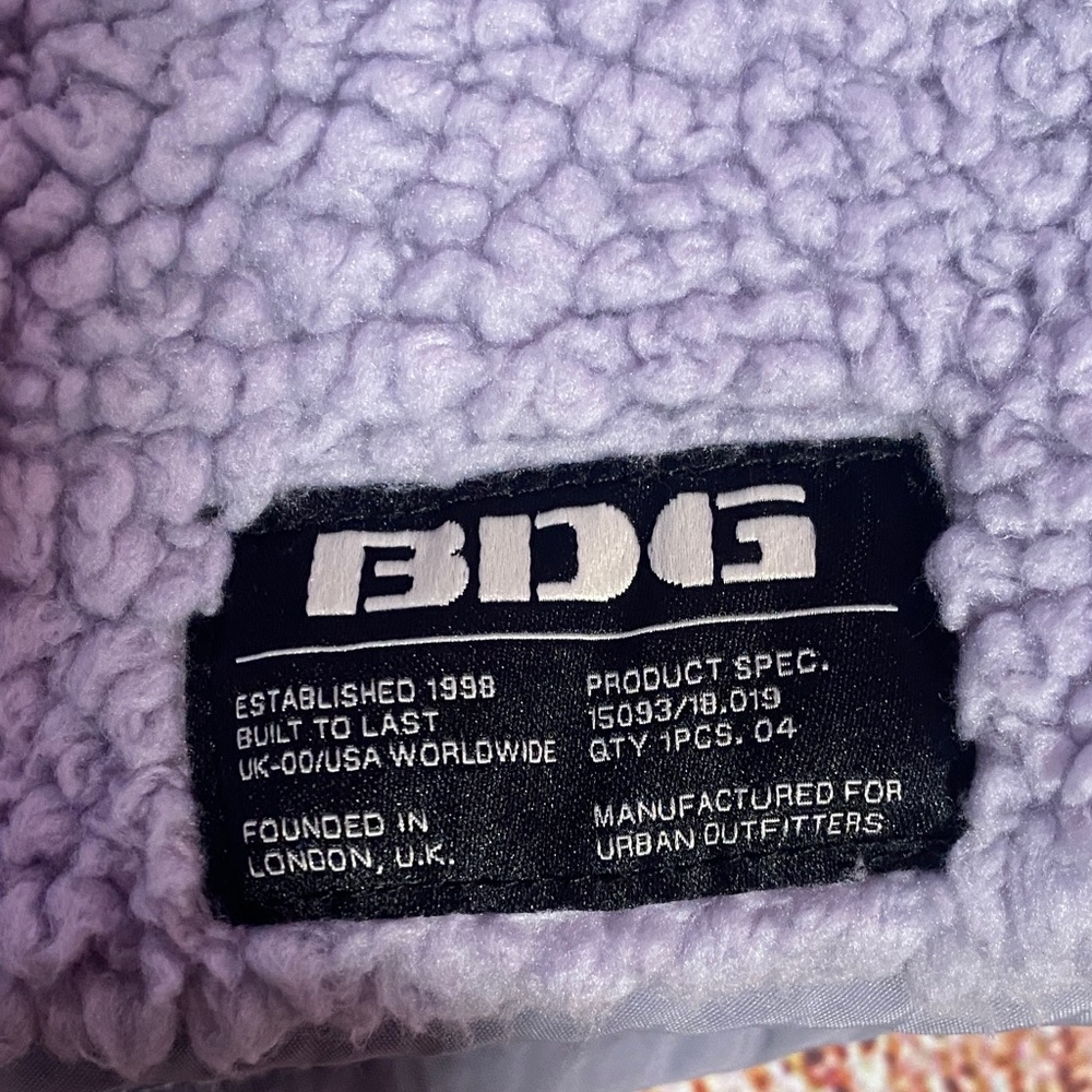 BDG Sherpa Fleece Jacket Small Gray Zip Up - Picture 9 of 11
